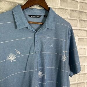 Travis Mathew Light Blue Polo with White Palm Design